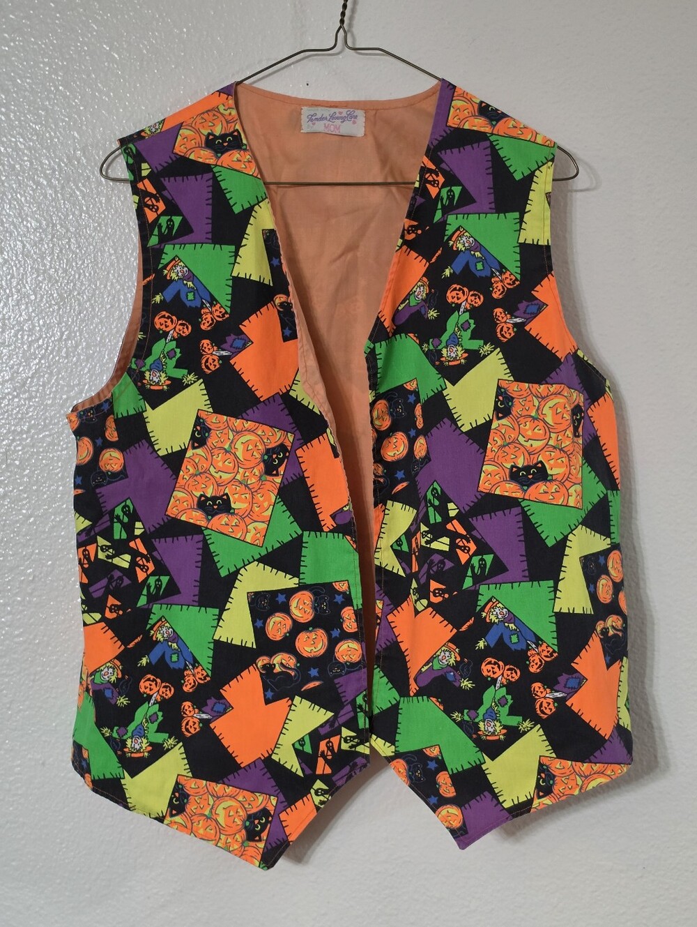 Halloween Y2K 90s Patchwork Handmade Vest Women's M L Teacher Maximalist Novelty